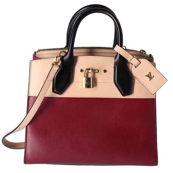 Louis Vuitton City Steamer PM Beige Bordeaux Colorblock Small Satchel Handbag - Picture 3 of 17